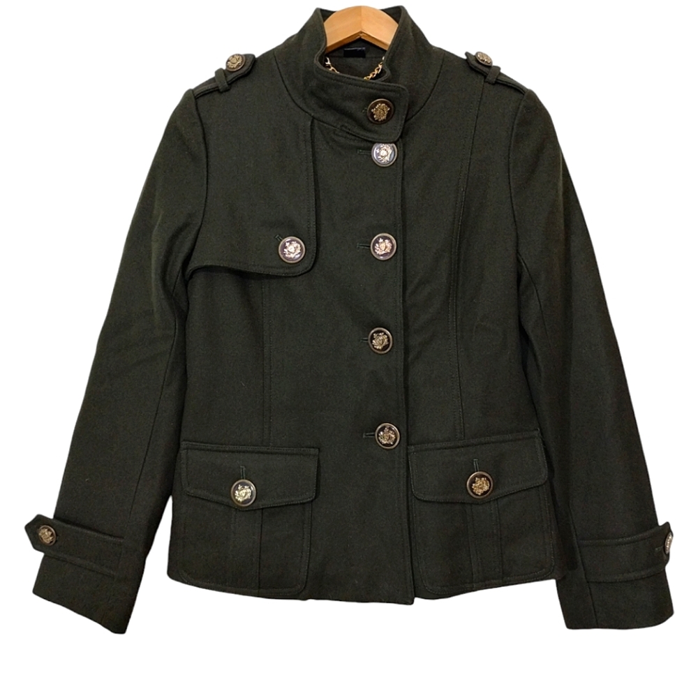 COOGI Wool Blend‎ Military Style Button Coat Jacket Quilt